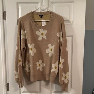 Floral Beige Sweater